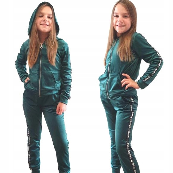 DRES WELUROWY KOMPLET DZIEWCZĘCY ZIELONA BUT. r146