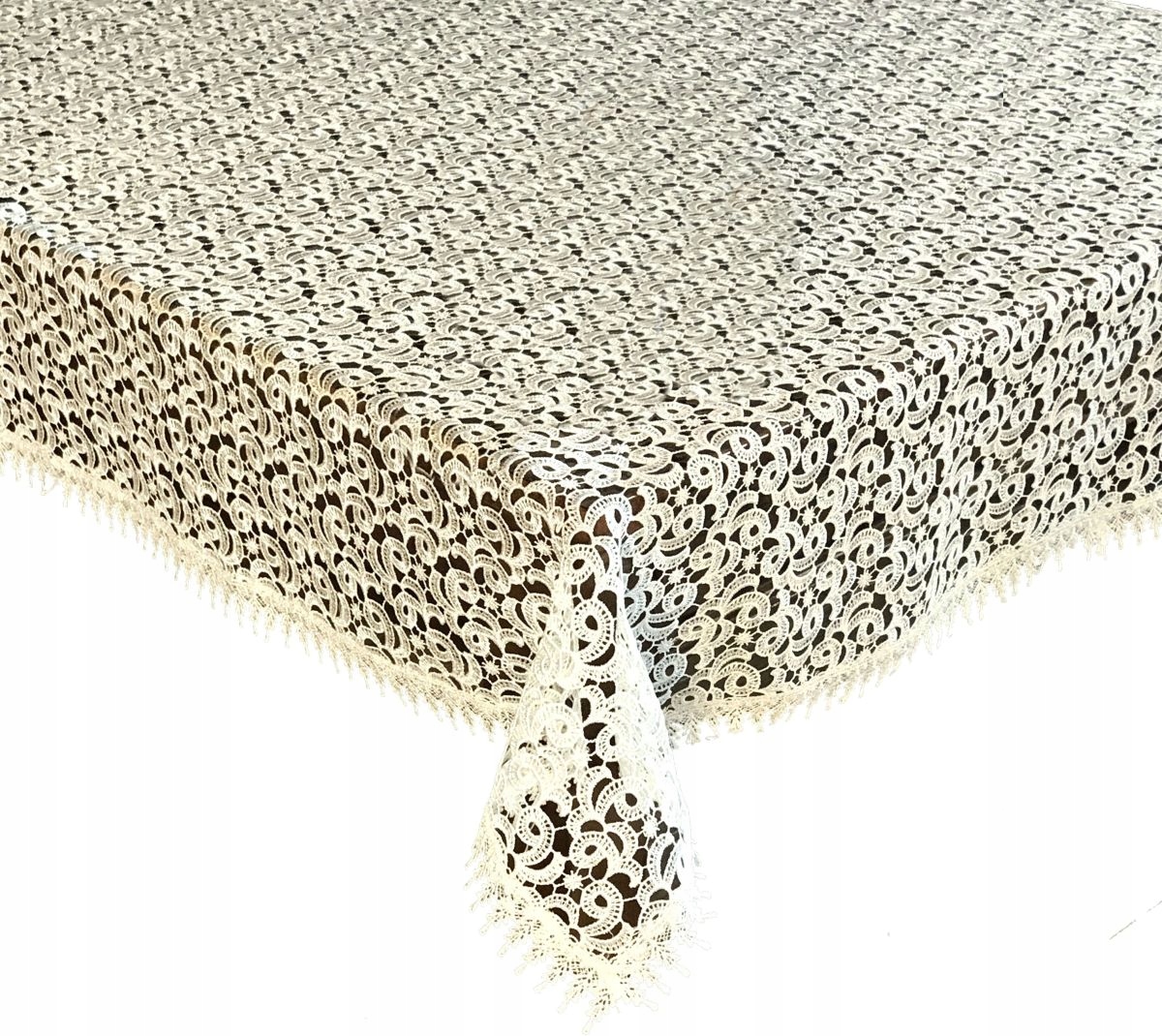 Obrus Z Gipiury 150x260 Béžový Na Dekoračný Stôl