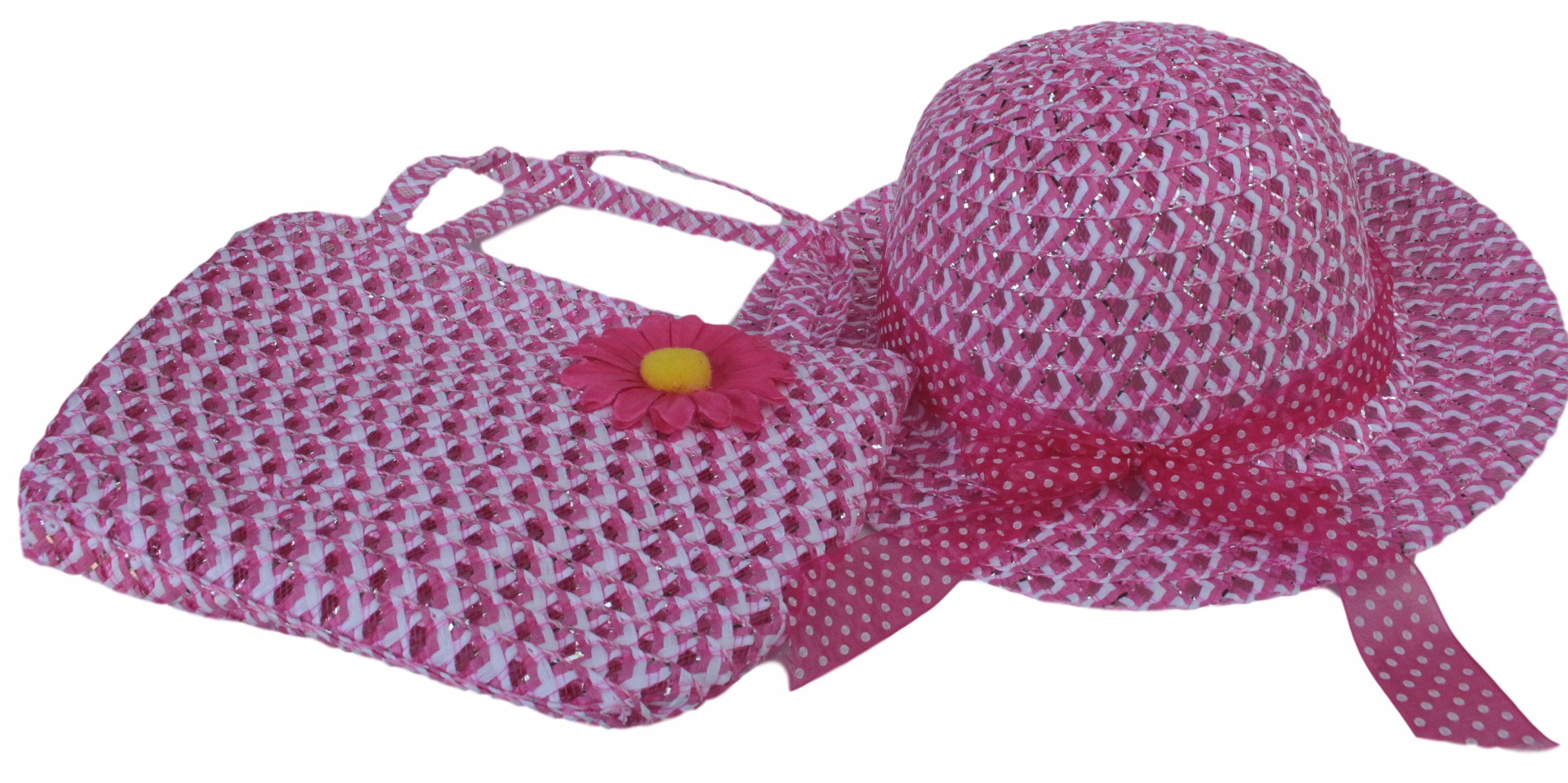 

Kapelusz dziewczęcy z torebką kapelusik Ciemny Róż