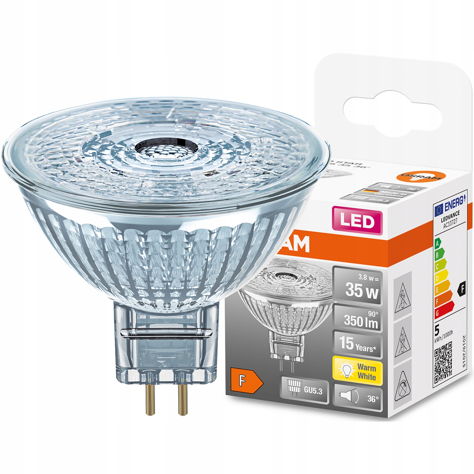 

Żarówka Led GU5.3 MR16 3,8W 35W 350lm 2700K Osram