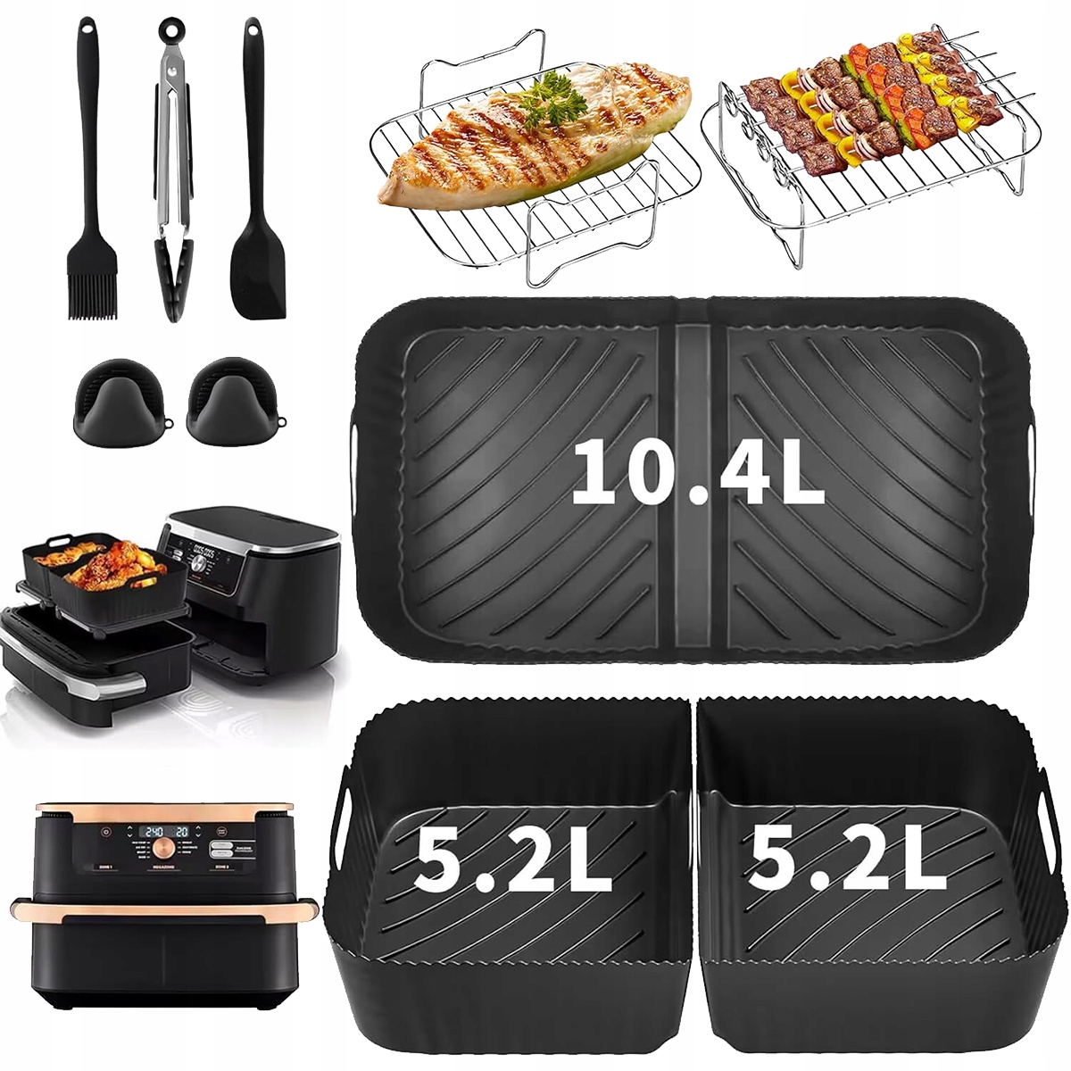 9SZT Zestaw Akcesoria Do Frytownicy Ninja Foodi AF500DE 10.4L 5.2L