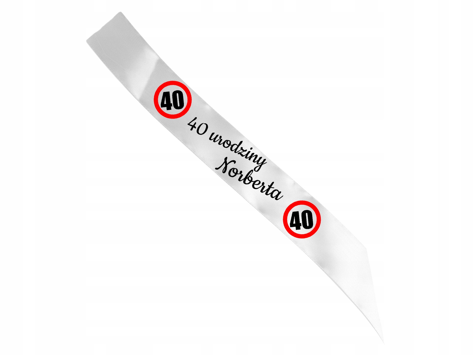 

Szarfa personalizowana na 40 urodziny swoje imię