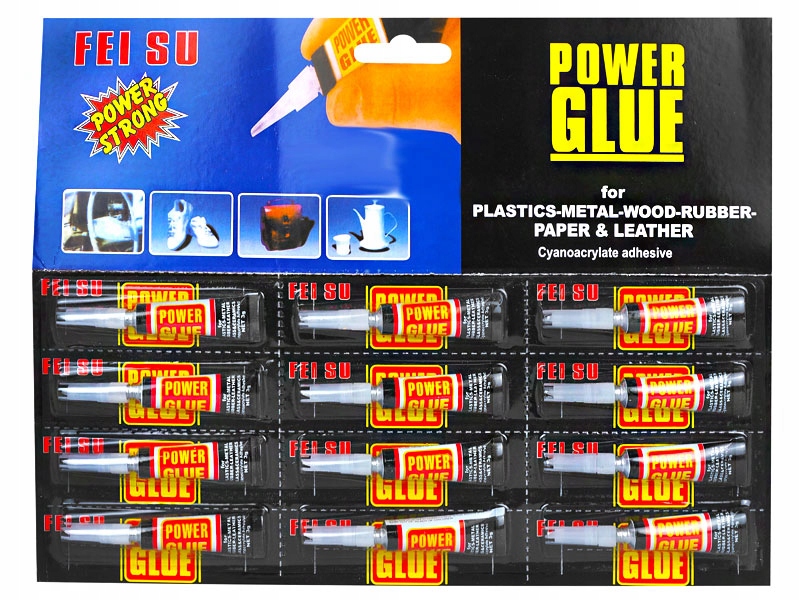 Klej Power Glue Szybkoschnący Mocny Uniwersalny 12 Sztuk