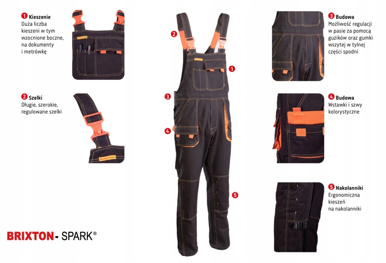 Spodnie ogrodniczki Bawełna100% BRIXTON SPARK r.58 Model BRIXTON SPARK OGR.58