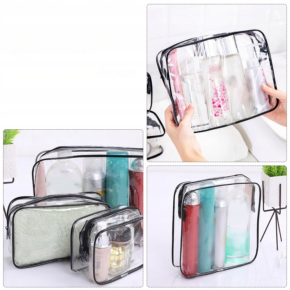 TORBA KOSMETYCZNA PCV PRZEZROCZYSTA TORBA DO MAKIJAŻU TORBA DO PRZECHOWYWANIA MAKIJAŻU WODOODPORNA TORBA DO PRZECHOWYWANIA Kolor dominujący czarny