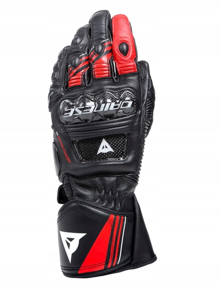 Dainese Druid 4 Long Black Lava Red White Motocyklové Rukavice