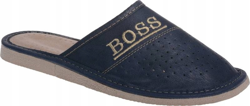 PANTOFLE MŁODZIEŻOWE CHŁOPIĘCE POLSKIE granat 37