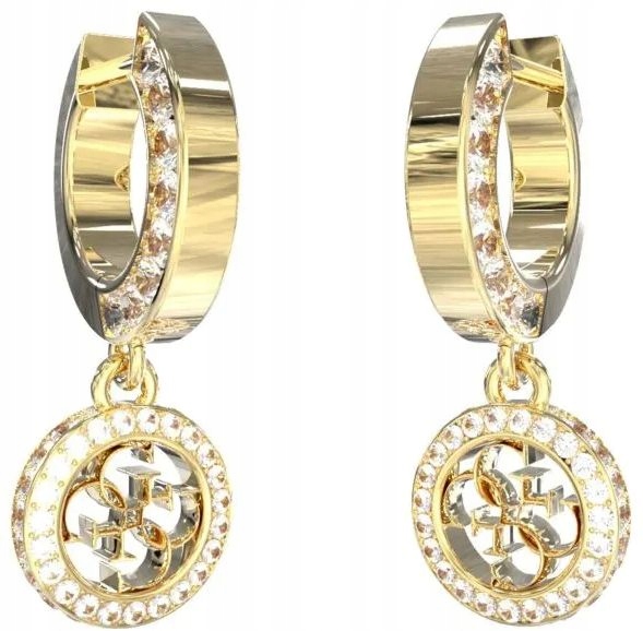 Módní Dámské Náušnice Guess 4G Crush Zlaté Závěsné S Krystaly A Logem 4G