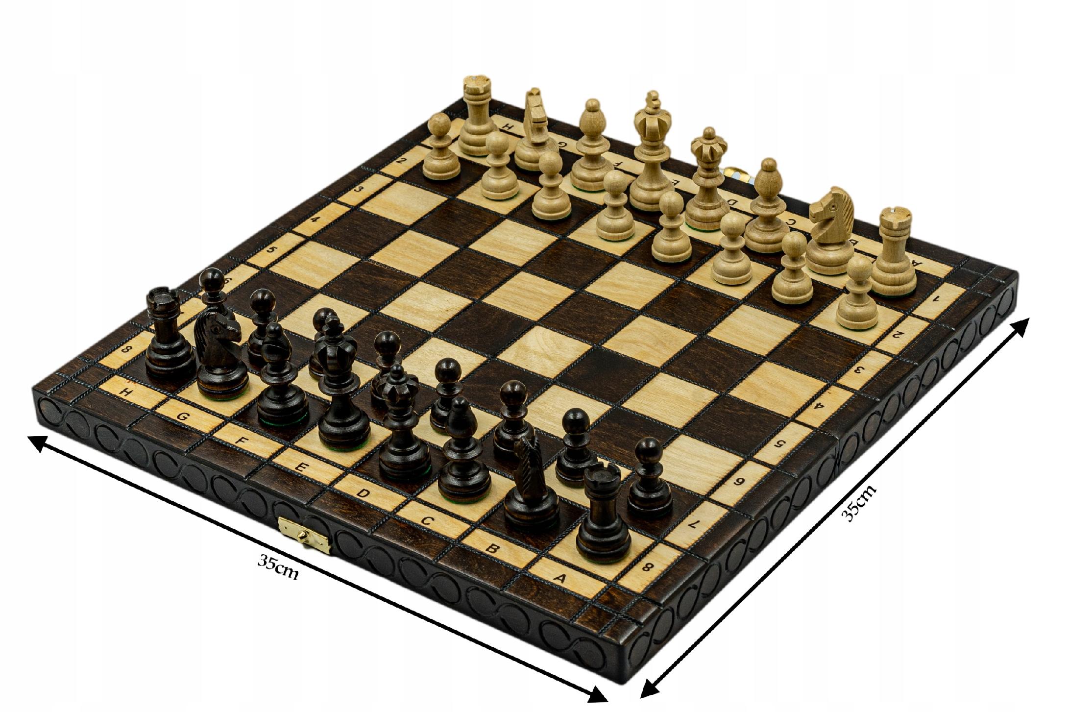 Szachy we wkładce rzeźbione 35x35 Producent Madoń