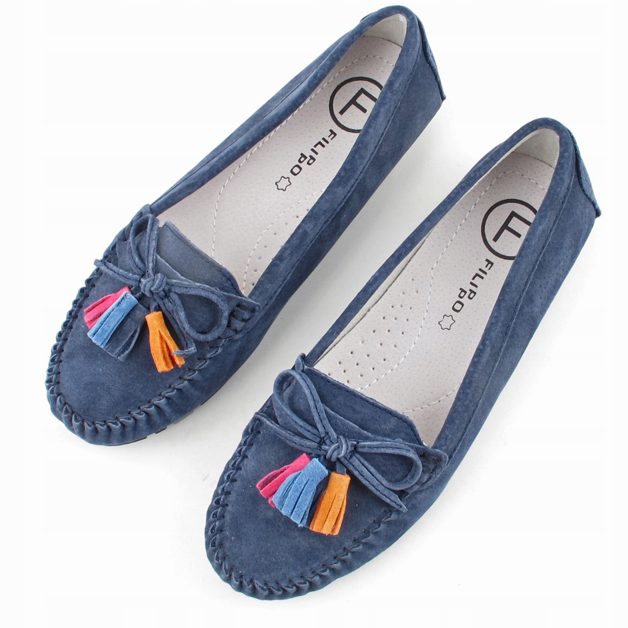 FILIPPO DP6136/24 GRANATOWE mokasyny MIĘKKA SKÓRKA - 77819/41 Oryginalne opakowanie producenta pudełko