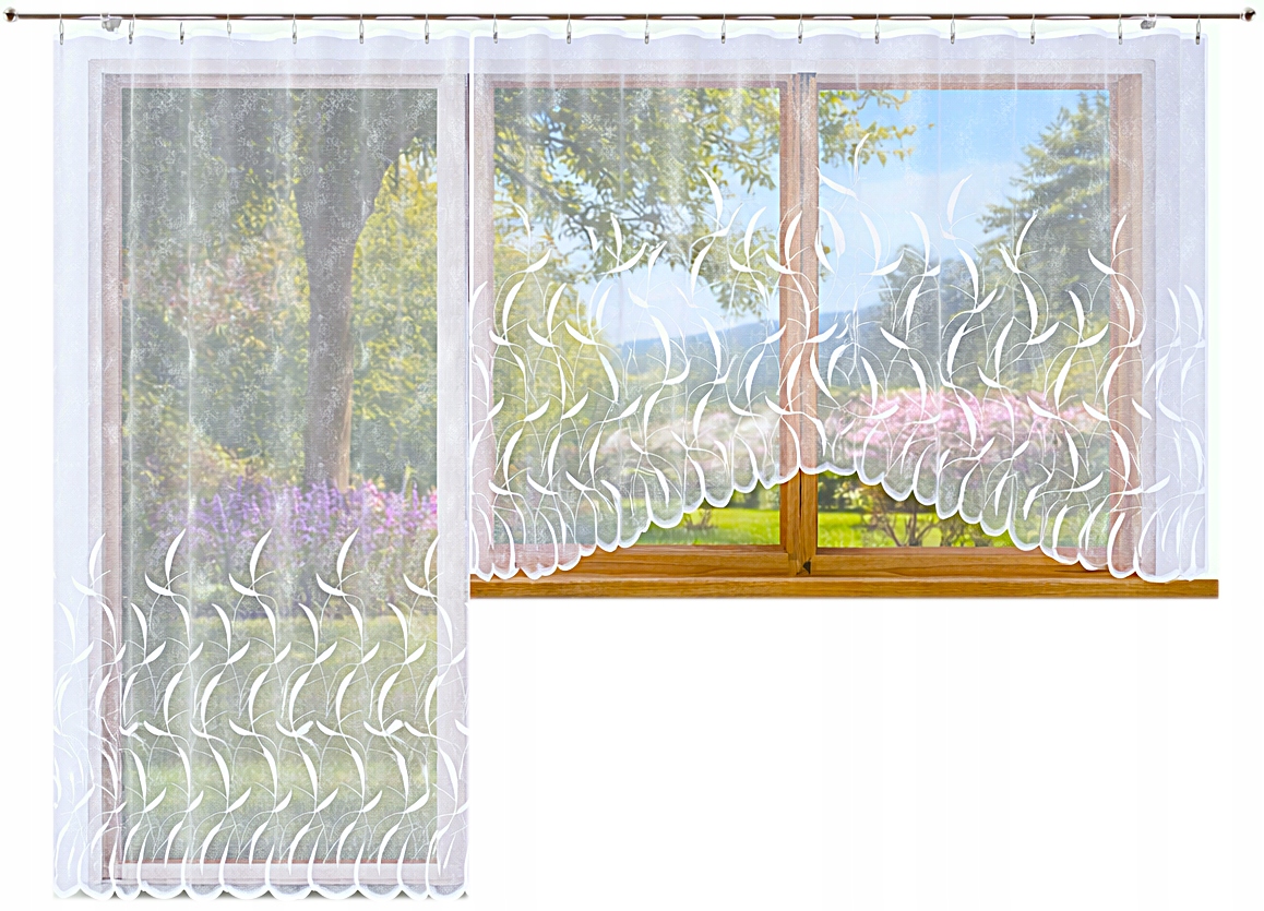 Firanka Gotowa Komplet Firan Balkonowych Krótka 400x160 Długa 200x250