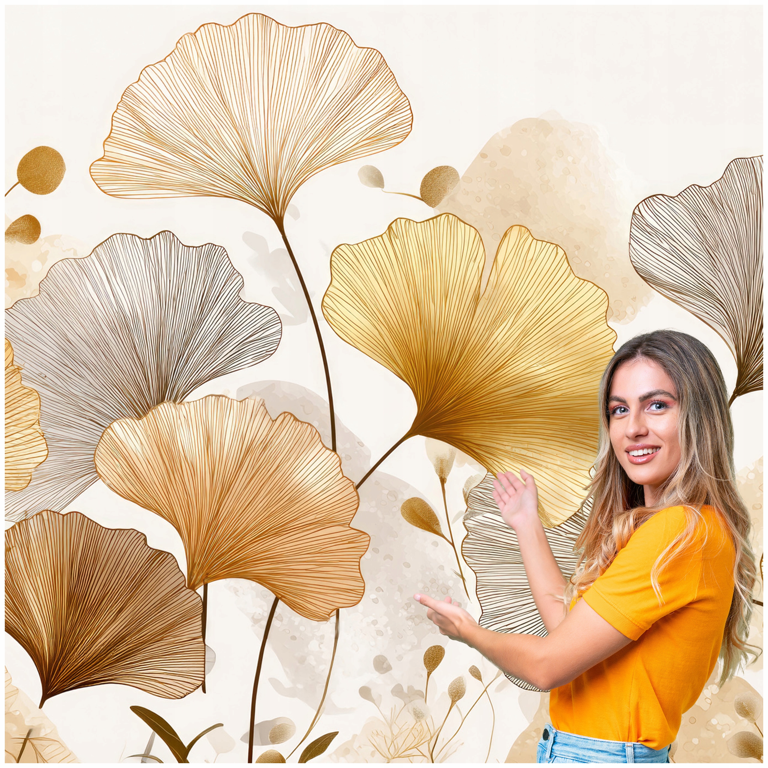 Fototapeta Obývací Pokoj Ložnice Ginkgo Listy Příroda Boho 588x260 MLN16F