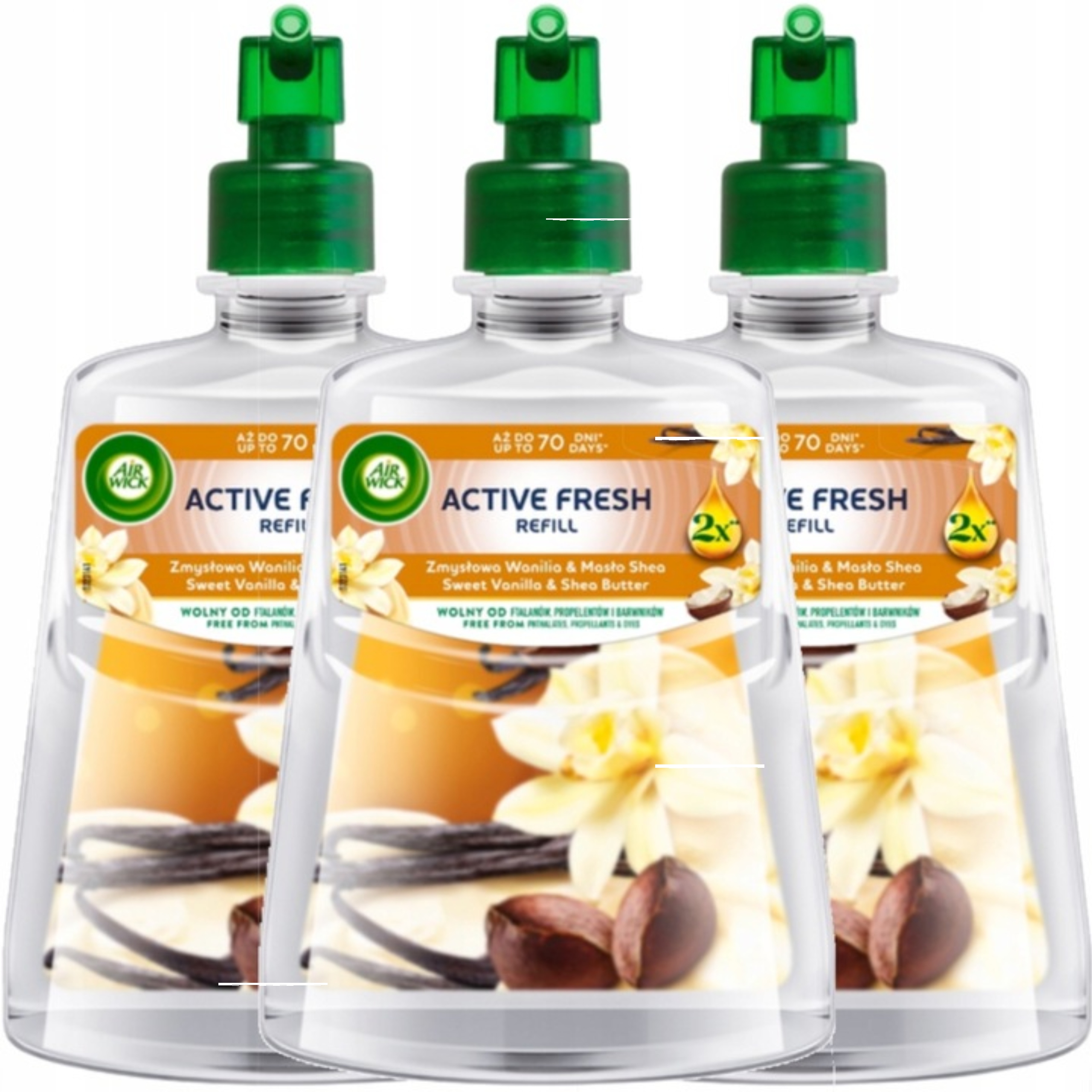 Air Wick Active Fresh refill Smyslná Vanilka & Bambucké máslo 228 ml x3