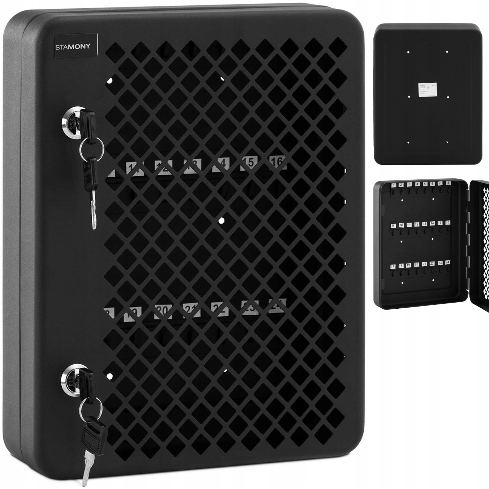 Skříňka nástěnný organizér na 24 klíčů, kovová