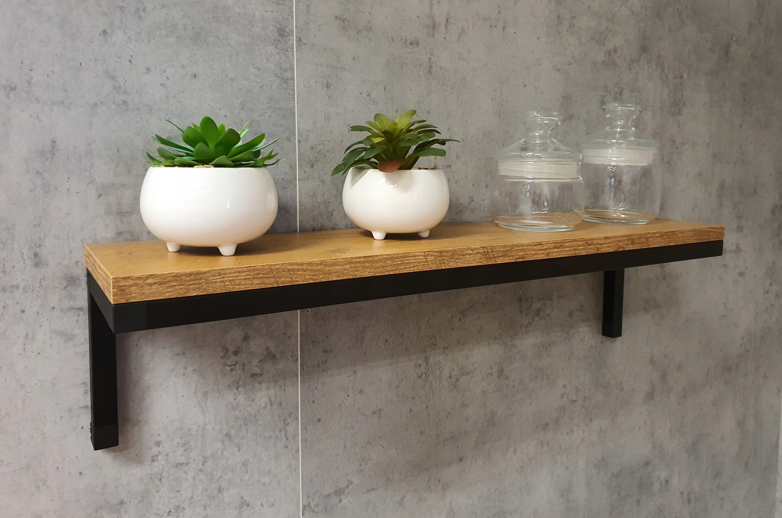 PÓŁKA PABLO 90 cm industrial LOFT czarny DĄB opcje Liczba poziomów 1