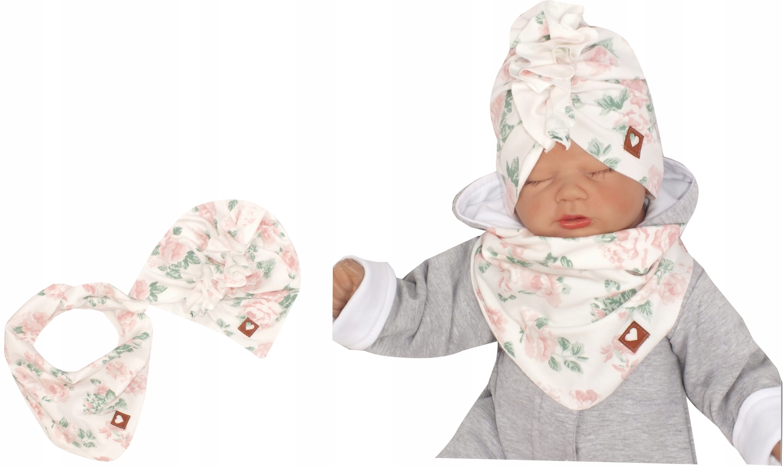 

Czapka turban + chustka rozmiar 44/48 6-12Miesięcy