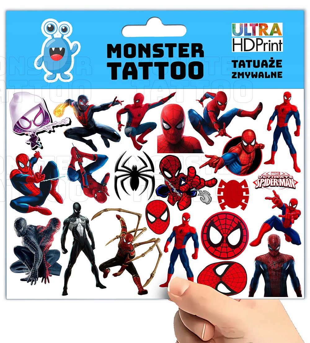 TATUAŻE ZMYWALNE TYMCZASOWE DLA DZIECI DZIECIĘCE SPIDERMAN WZORY ORYGINALNE Marka Inna