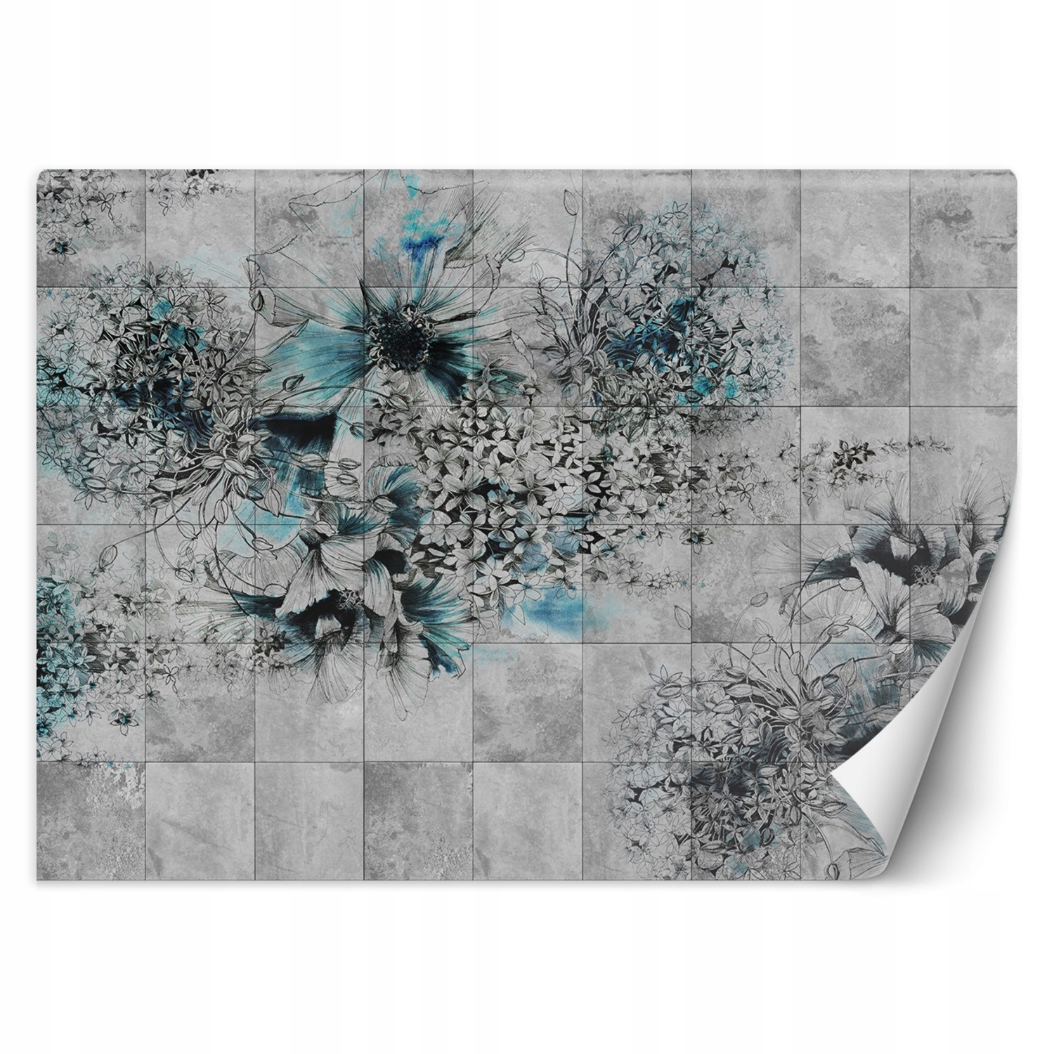 Fototapeta, Kvety akvarelu na sivom pozadí 254x184