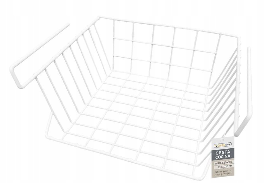 KOSZ KOSZYK PODWIESZANY POD PÓŁKĘ ORGANIZER BIAŁY METALOWY