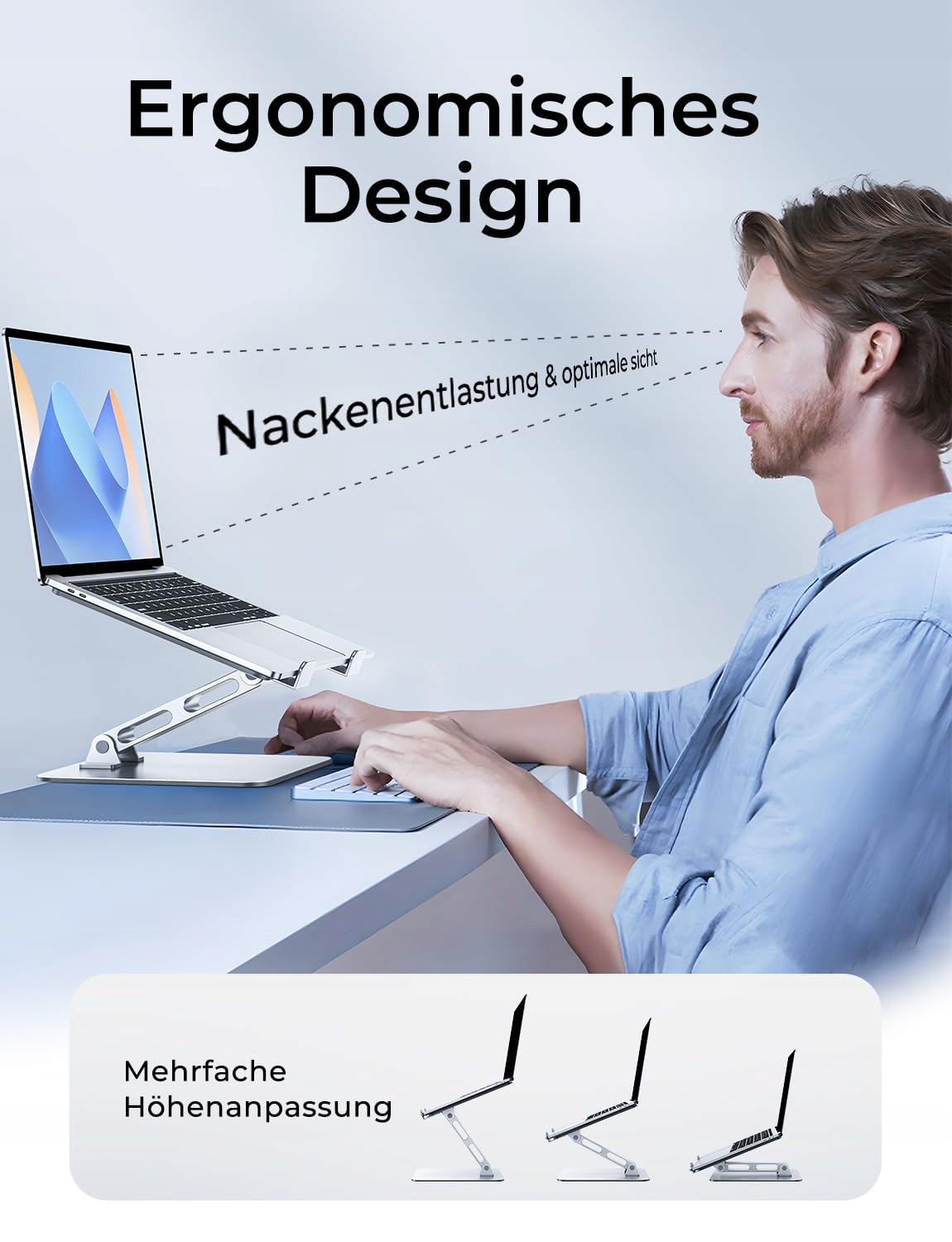 CIRYCASE Regulowany Aluminiowy Stojak Na Laptopa Kompatybilny Z MacBook HP — miniatura 2