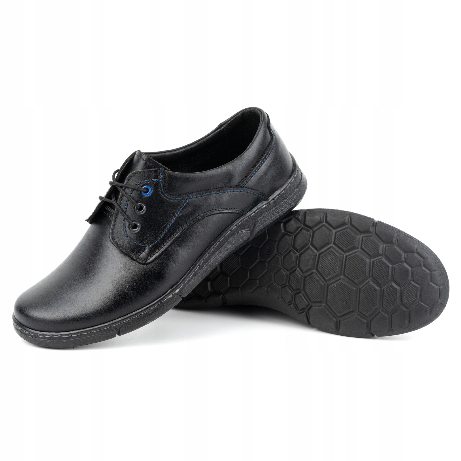 Elegantní pánské boty z přírodní kůže Polské 240LU černé 43