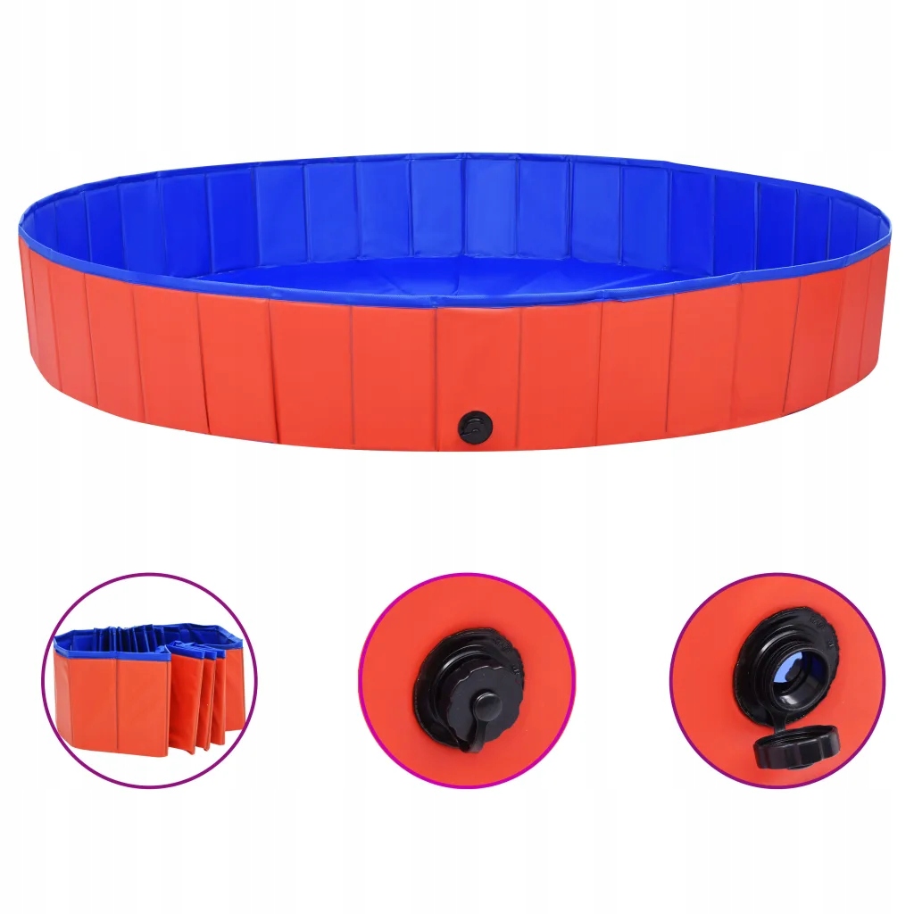 Skládací bazén pro psy červený 200 x 30 cm Pvc