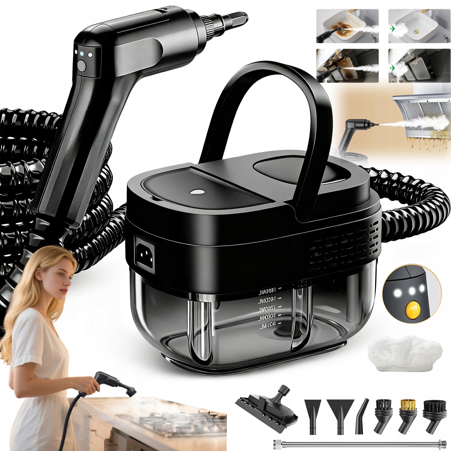 Myjka Parowa Parownica Czyścik Odkurzacz Mop Parowy Do Podłogi Okien Zestaw