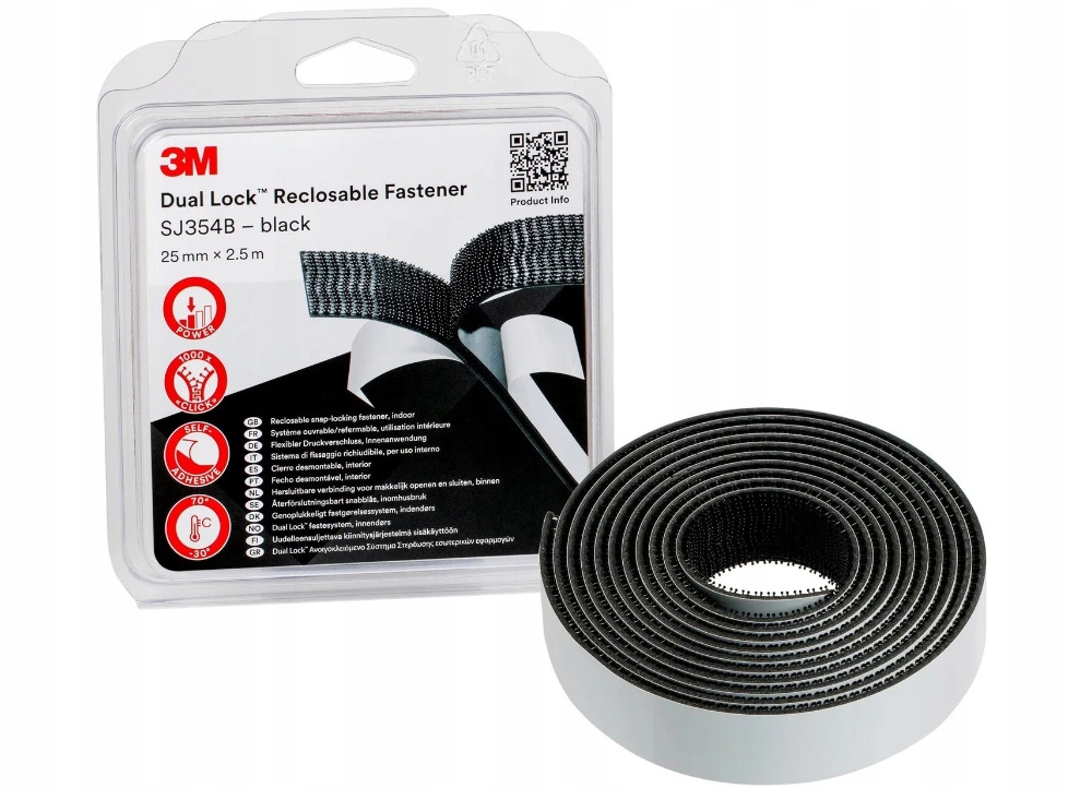 3M Dual Lock samolepíci suchý zip SJ354B, černý, 25 mm x 2.5 m