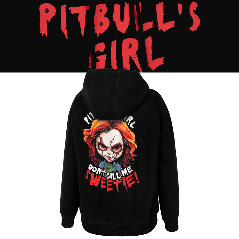 Dámská Mikina s kapucí Pitbull Klokanka oversize Sweetie-Chu Potisk