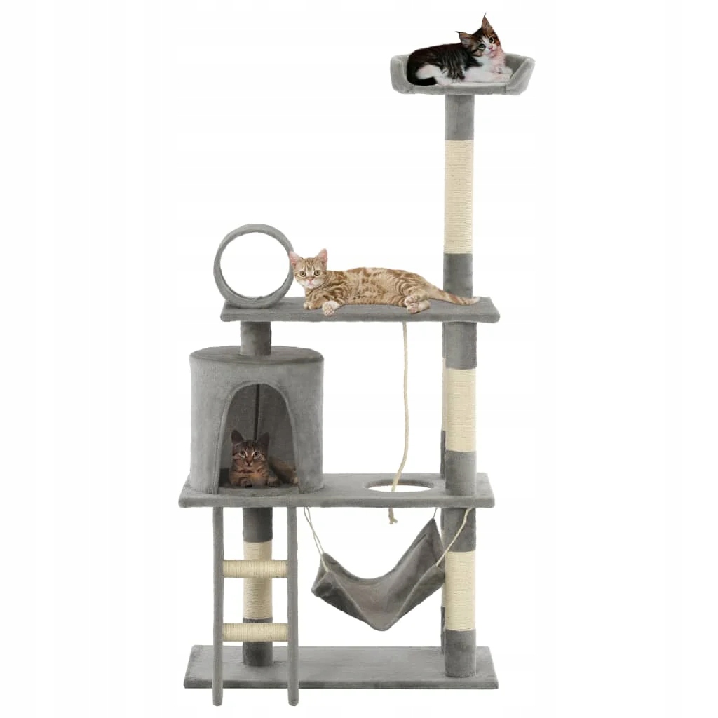 Levně Škrabadlo pro kočky se sisalovými sloupky 140 cm šedé