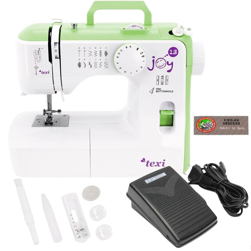 Texi Joy 13 Green zielona domowa maszyna do szycia 13 ściegów dla dzieci