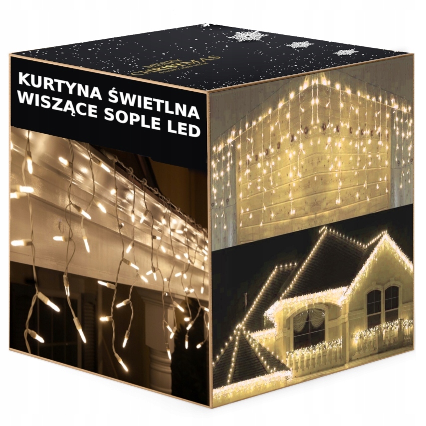 

Lampki świąteczne sople Białe Ciepłe 300 Led