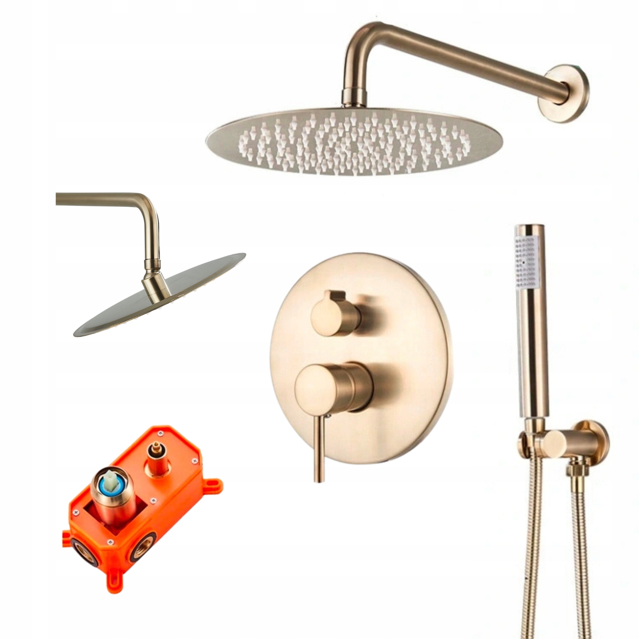 Sprchová Súprava Podomietkový termostat Okrúhly s dažďovou sprchou Box Gold