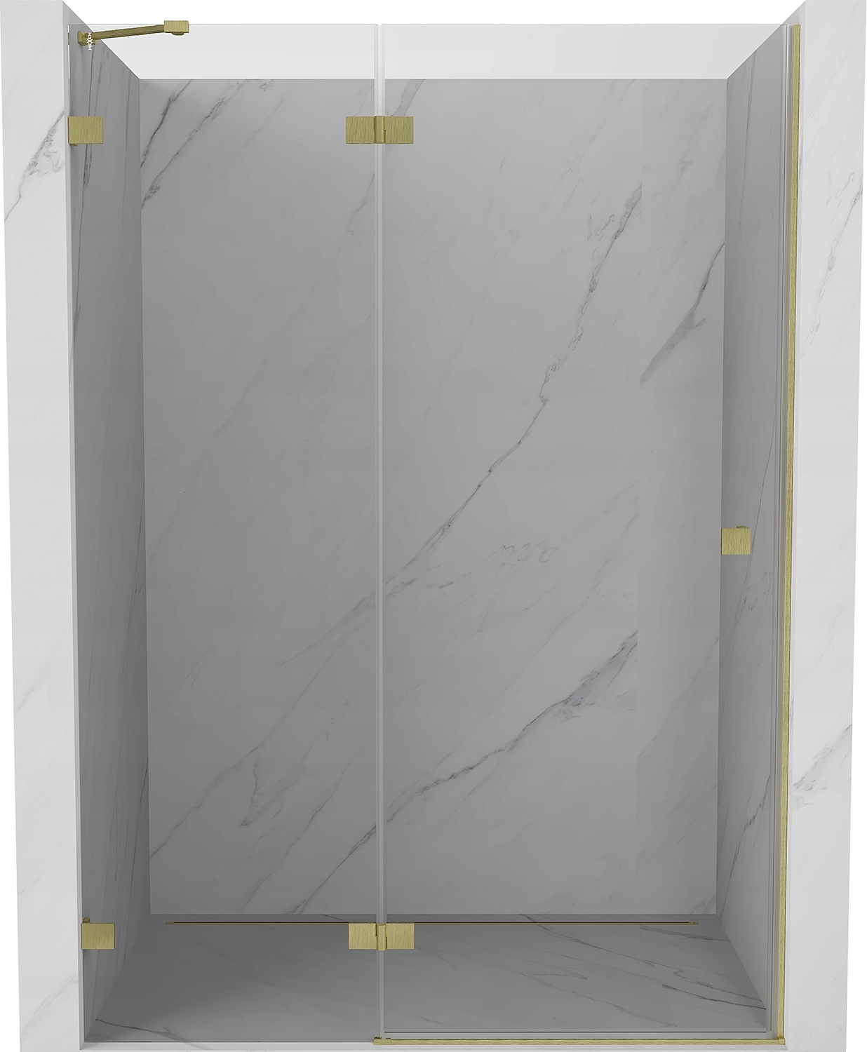 Mexen Lunar Drzwi Prysznicowe Uchylne Lewe 130 CM Transparent Złote