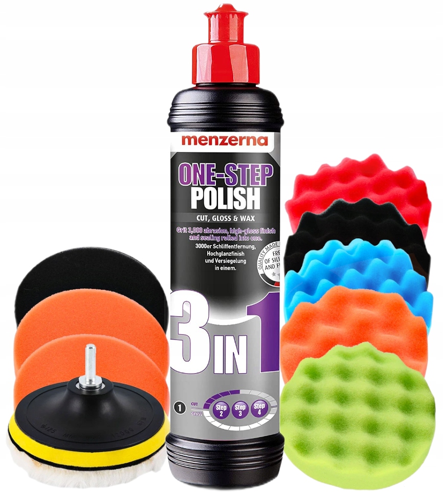 Menzerna 3in1 3w1 One Step Zestaw Do Jednoetapowego Polerowania Lakieru