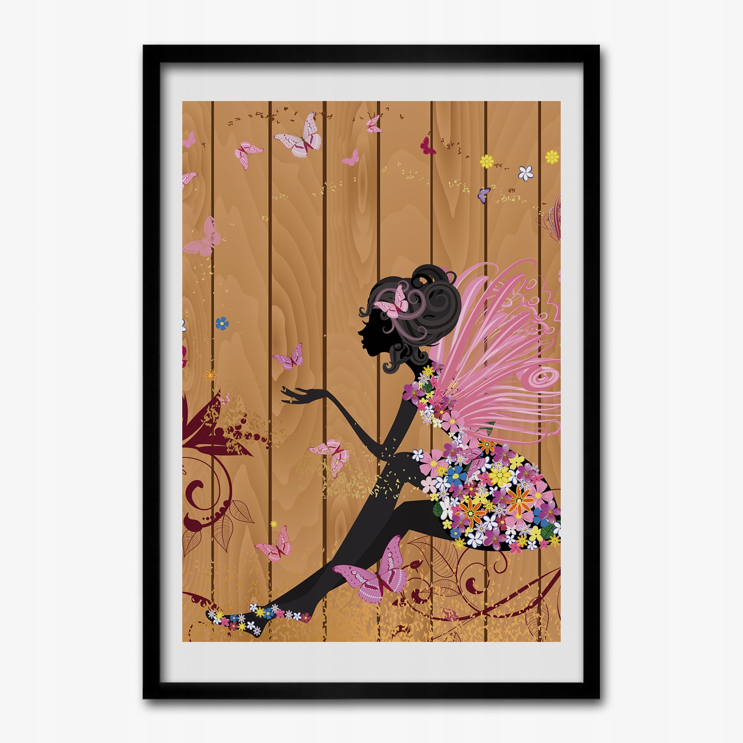 Obraz v rámu Mdf Víla motýli květiny 70x100 cm