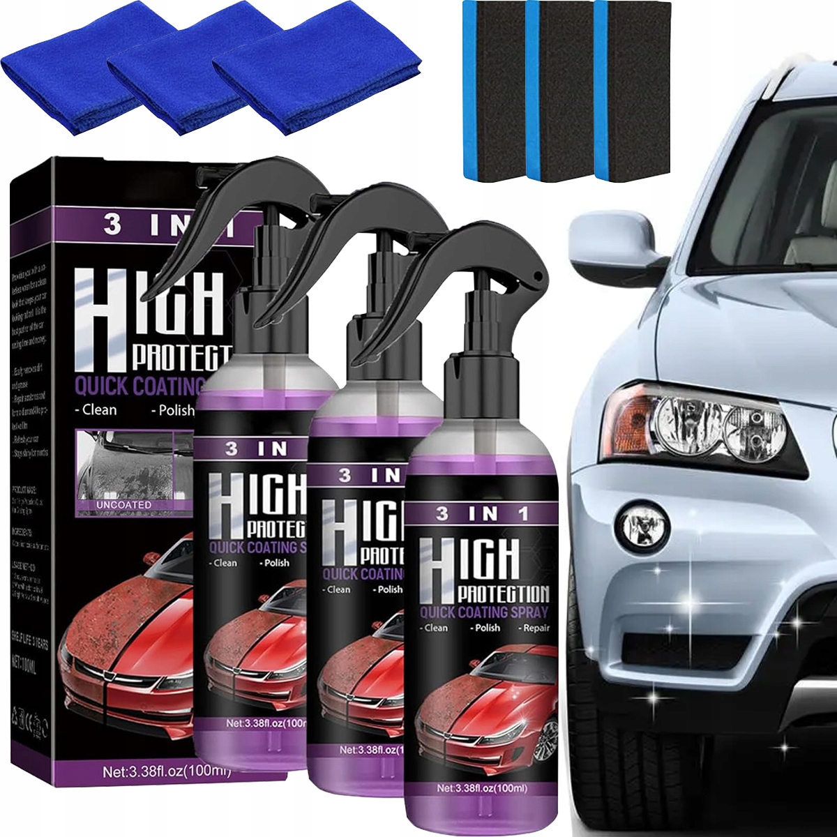 3x Nano спрей для ремонта царапин автомобиля