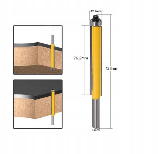FREZ DO DREWNA PROSTY 76mm Z ŁOŻYSKIEM TRZPIEŃ 8mm