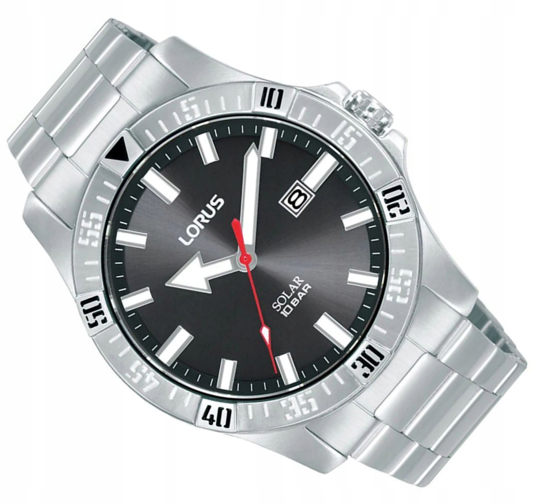 Ocelové Pánské Vodotěsné Klasické Hodinky Lorus Solární RX377AX9 100M