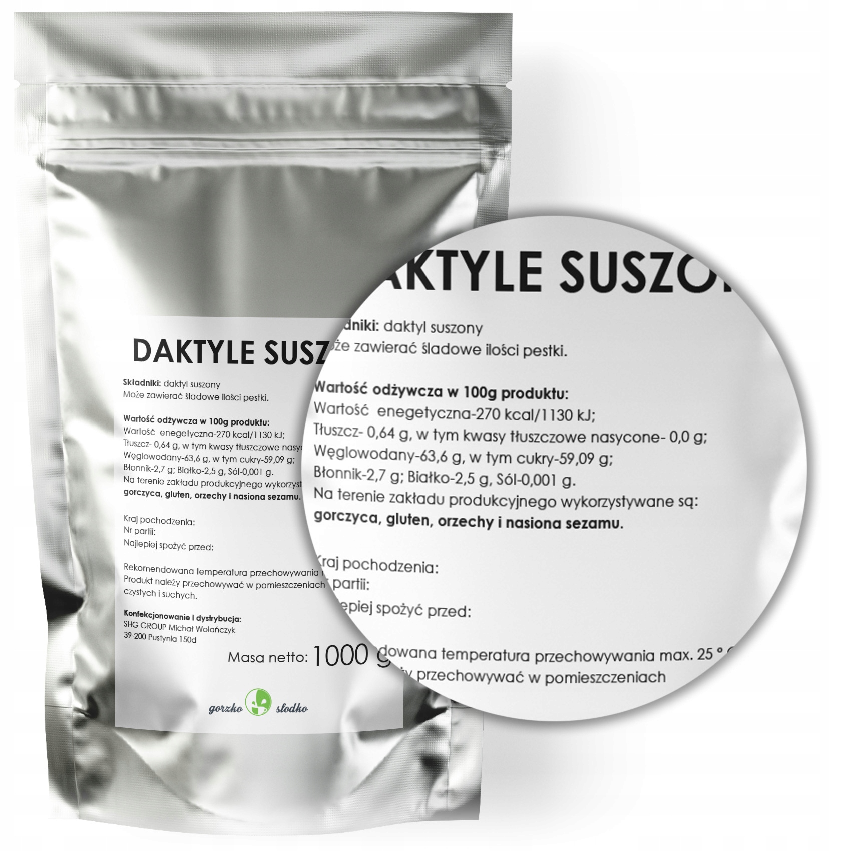 DAKTYLE suszone bez pestek najwyższa jakość 1kg Rodzaj suszonych owoców daktyle
