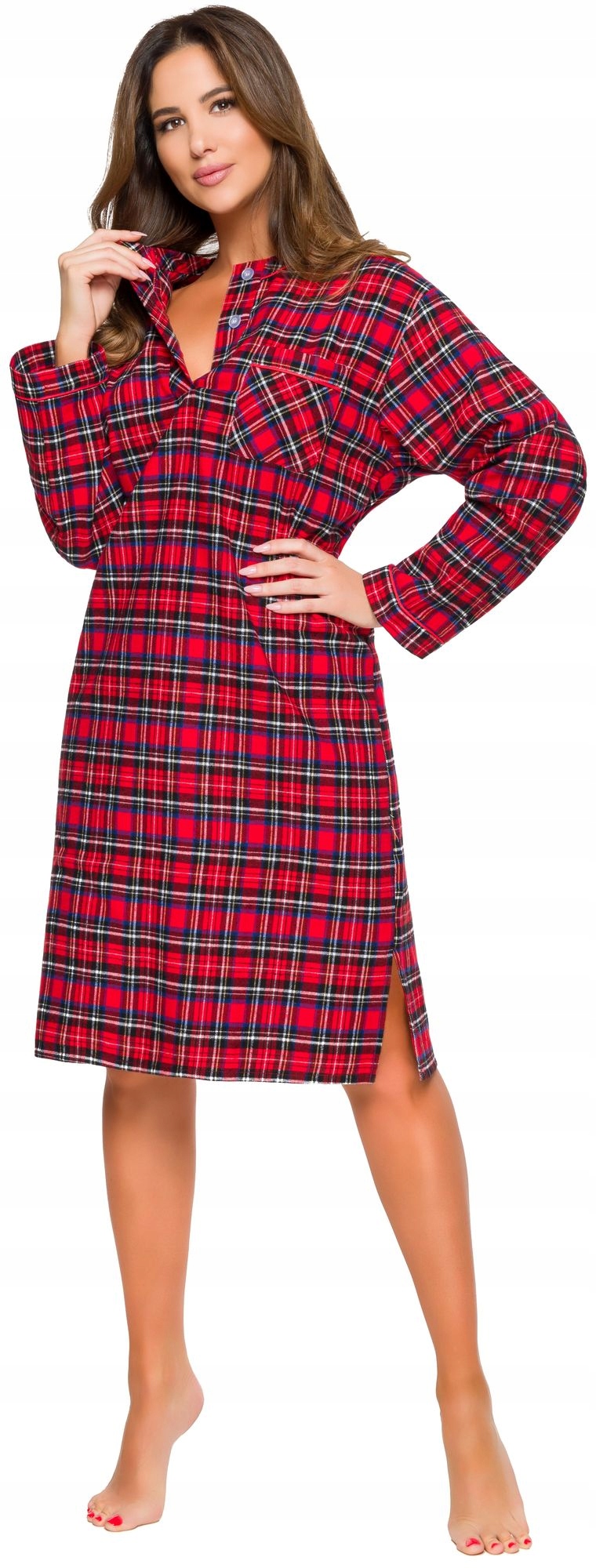 FLANELOWA BAWEŁNIANA DAMSKA KOSZULA NOCNA XL Rozmiar XL