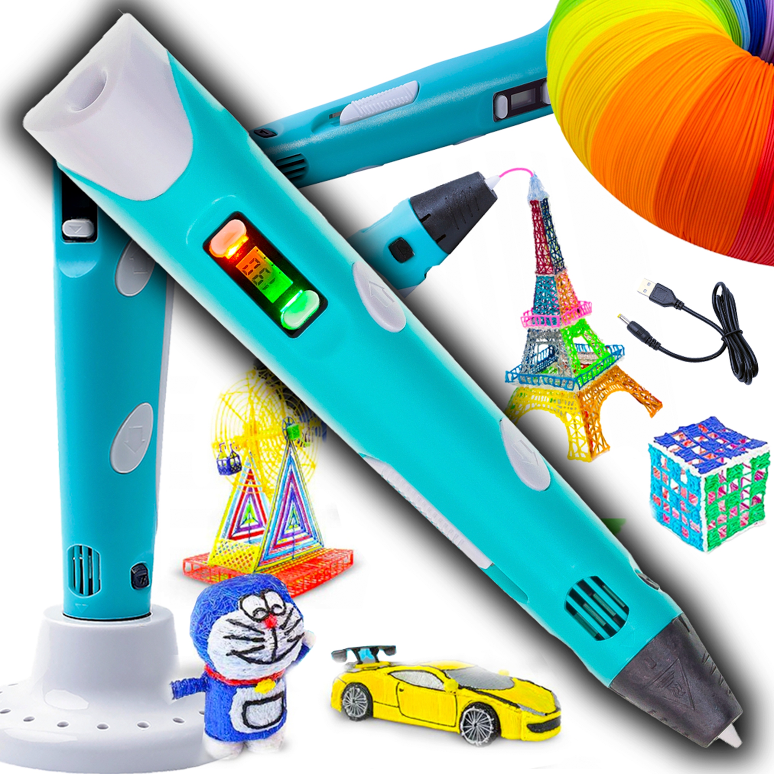 3D DŁUGOPIS DRUKARKA DLA DZIECI ZESTAW MAGICZNY PEN + 9 METRÓW WKŁADÓW USB