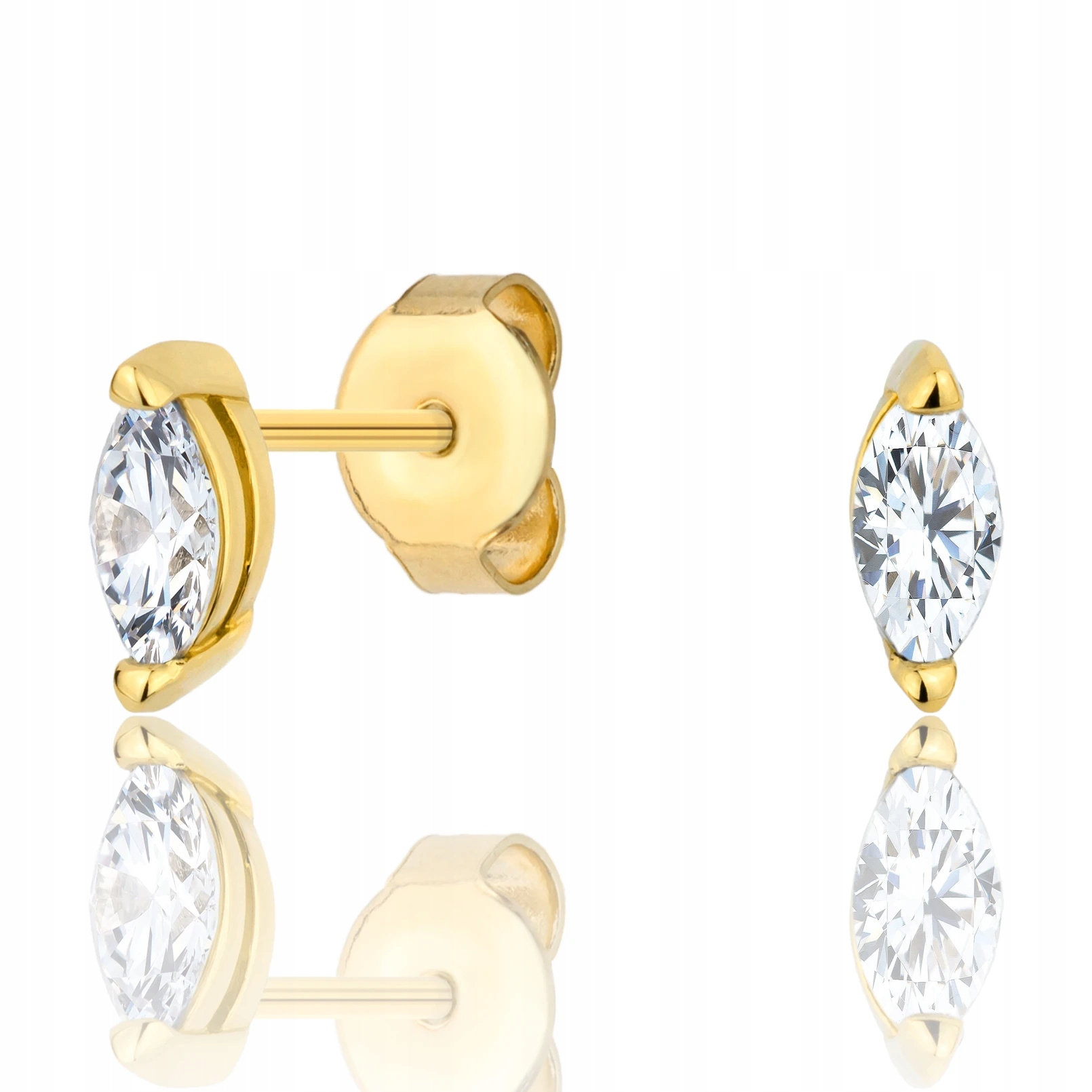 Zlaté Náušnice 585 Bílé Kameny Zirkony Malé Jemné Tyčinky