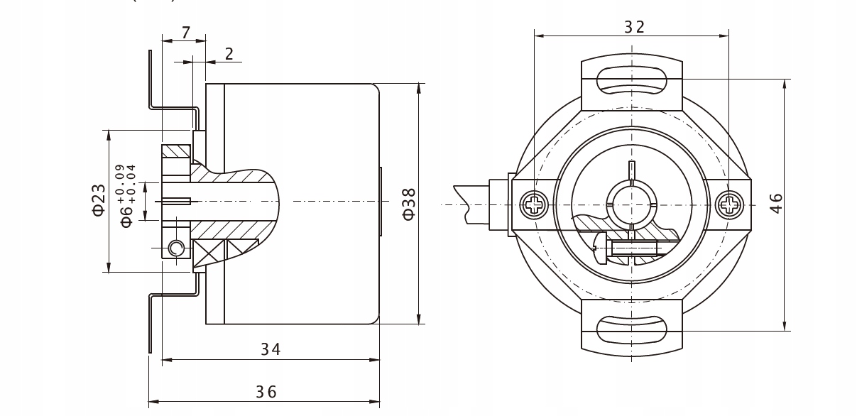 Enkoder inkrementalny obrotowy PKB3806-100-G5-30T, 100 imp/obr, 5-30VDC, fi Marka inny