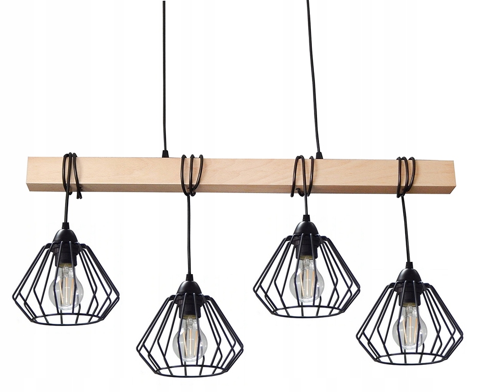 

Lampa Wisząca/sufitowa 025-4 Drewno Loft Led Drut