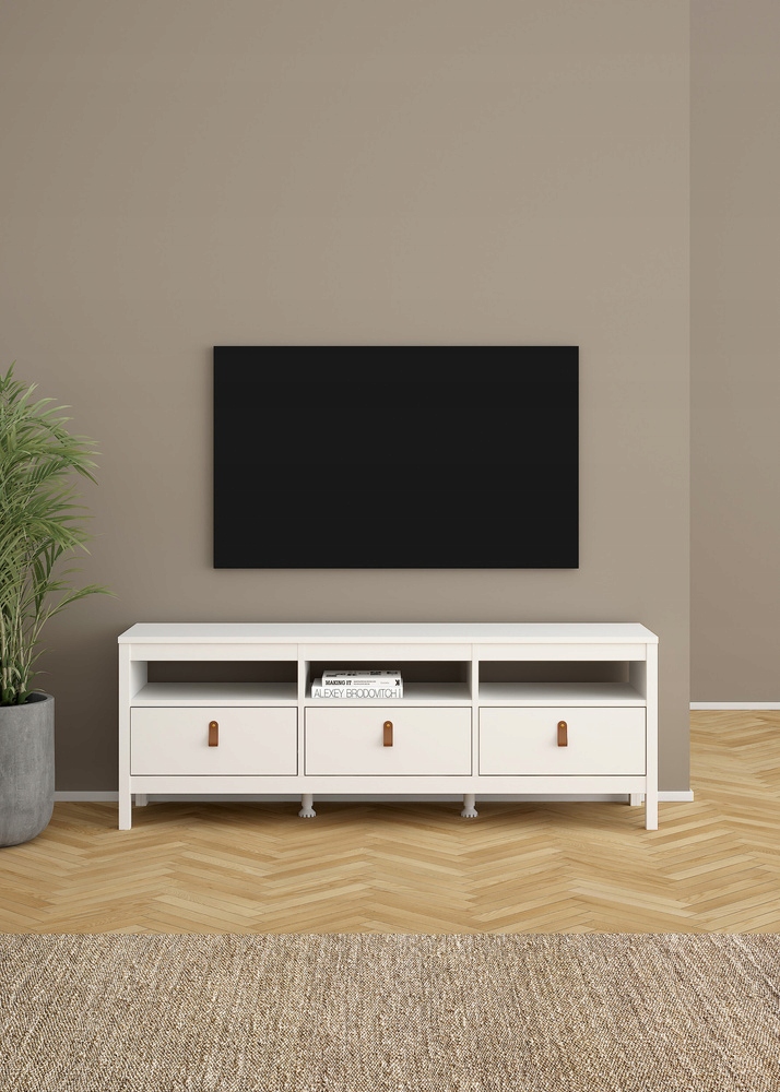 Szafka Rtv pod tv do 65" klasyczna biały mar 3 Szuflady 151 x 54 cm Madrid