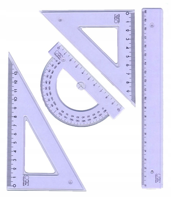 Zestaw KREŚLARSKI 4 elementy linijka ekierka