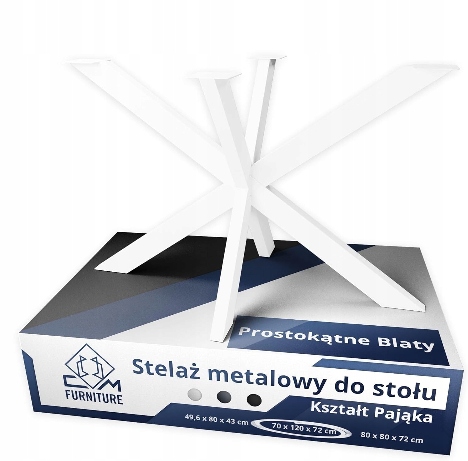 Kovová Noha Stojan Na Stůl Na Desku Pavouk Loft Bílá Základna 72x70