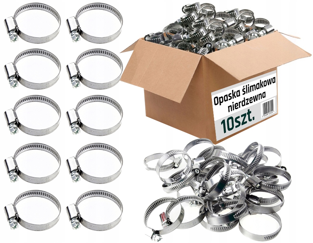 OPASKI ZACISKOWE REGULOWANE na rurę NIERDZEWNE 25mm - 40mm OBEJMY 10szt
