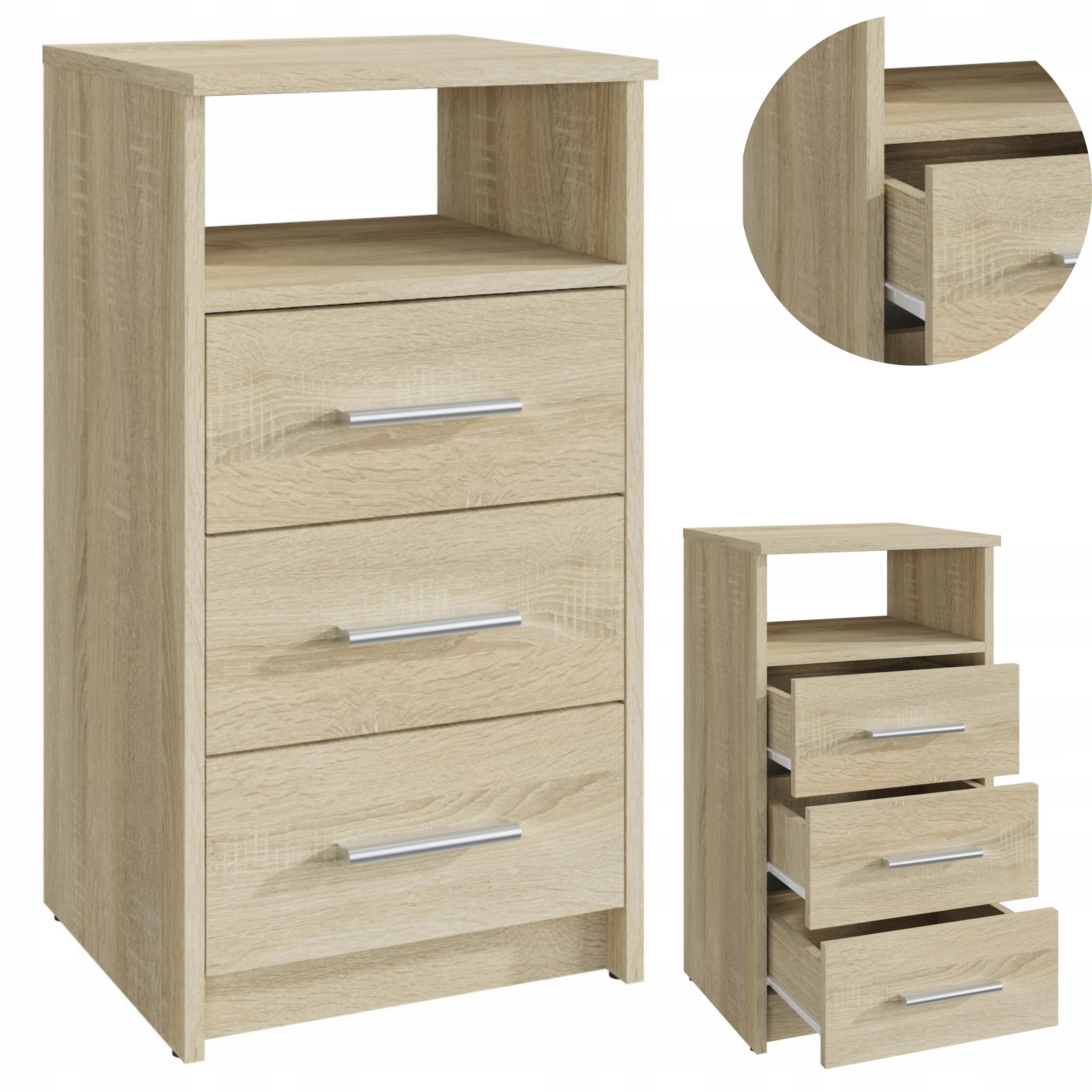 Komoda 3SO Sonoma 40cm mała szafka szuflady regał półka na zabawki ubrania